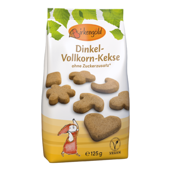 Birkengold Dinkel-Vollkorn-Kekse im 125 g Beutel Perspektive