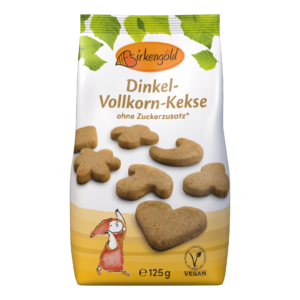 Birkengold Dinkel-Vollkorn-Kekse im 125 g Beutel Vorderseite