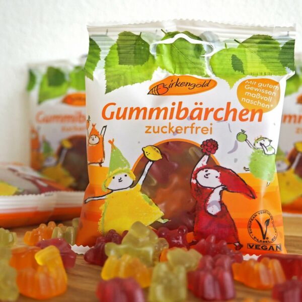 Birkengold Gummibärchen zuckerfrei 50 g Moodbild mit Gummibärchen