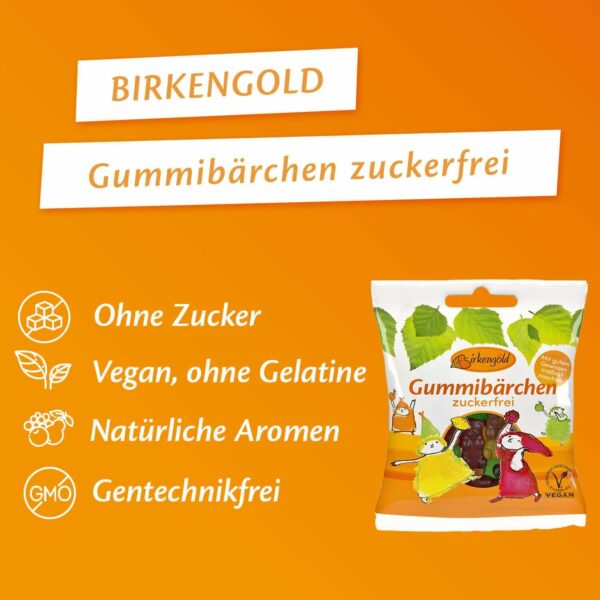 Birkengold Gummibärchen zuckerfrei 50 g Infografik