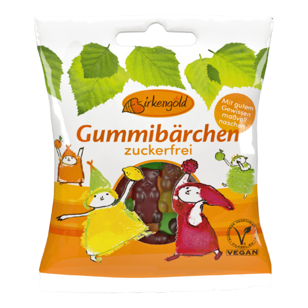 Birkengold Gummibärchen zuckerfrei 50 g Verpackung Vorderseite