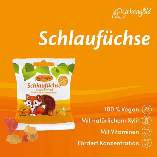 Birkengold Fruchtgummi Schlaufüchse zuckerfrei Infografik