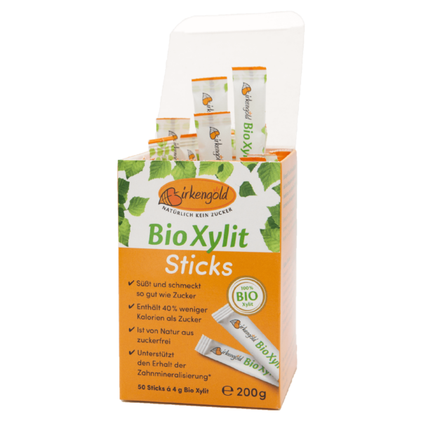 Birkengold Bio Xylit Sticks 50 Stück im Karton